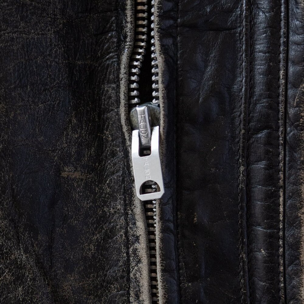 Vintage Black Leather Bomber Jacket with Red Lining - Picture 6 of 11